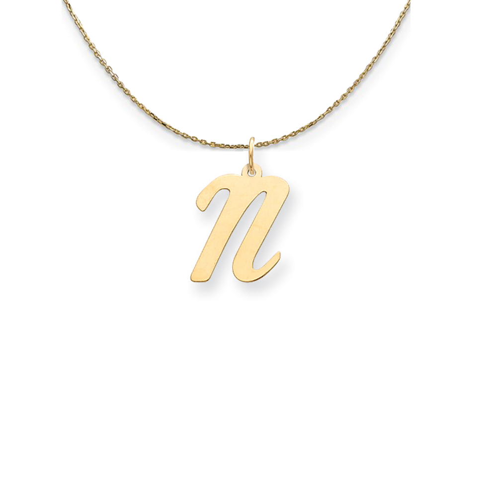 14k Yellow Gold Script Initial N Necklace