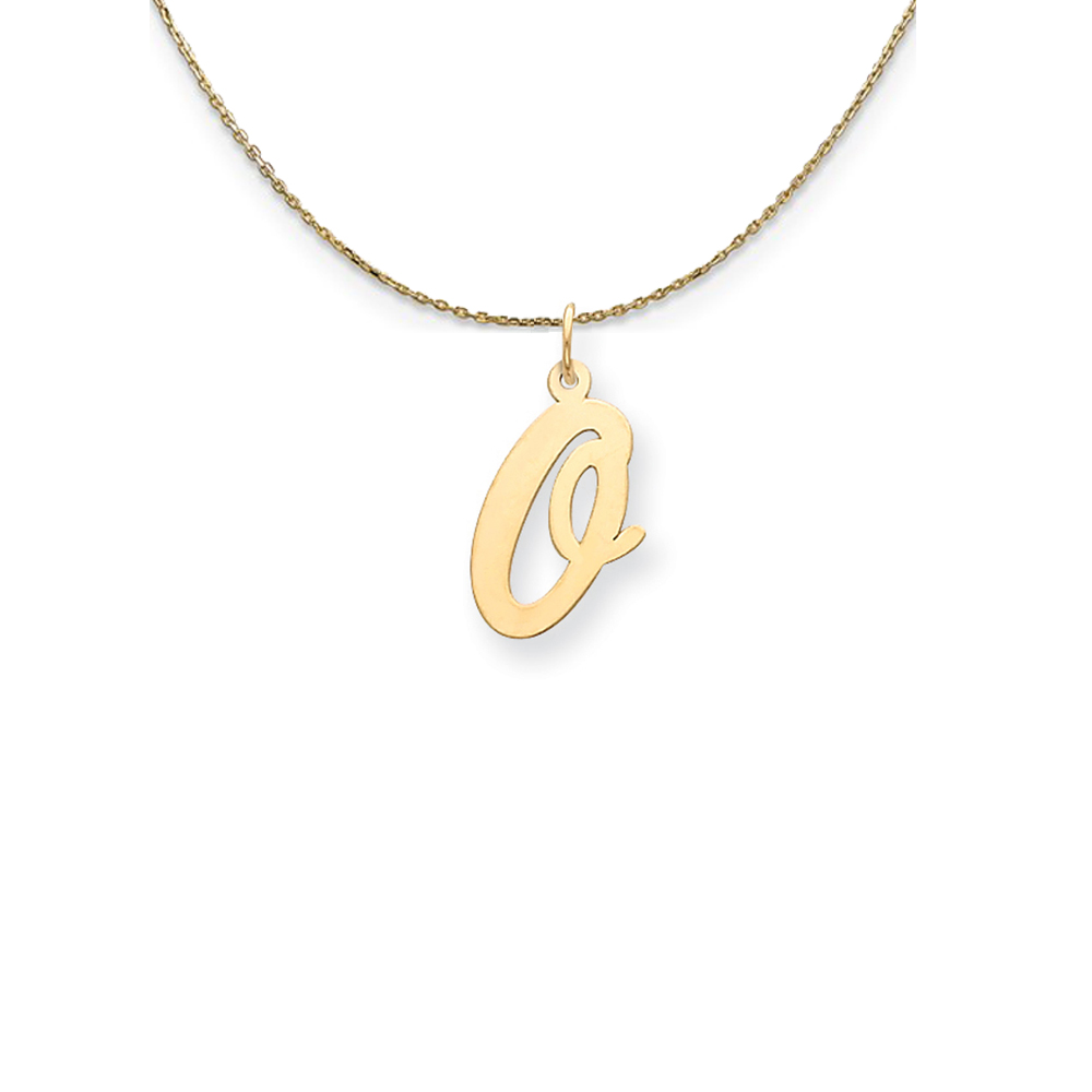 14k Yellow Gold Script Initial O Necklace