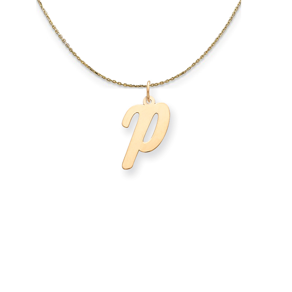 14k Yellow Gold Script Initial P Necklace