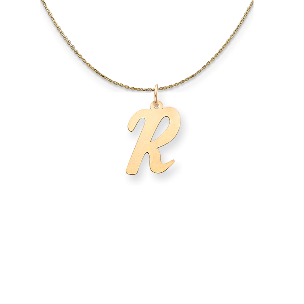 14k Yellow Gold Script Initial R Necklace