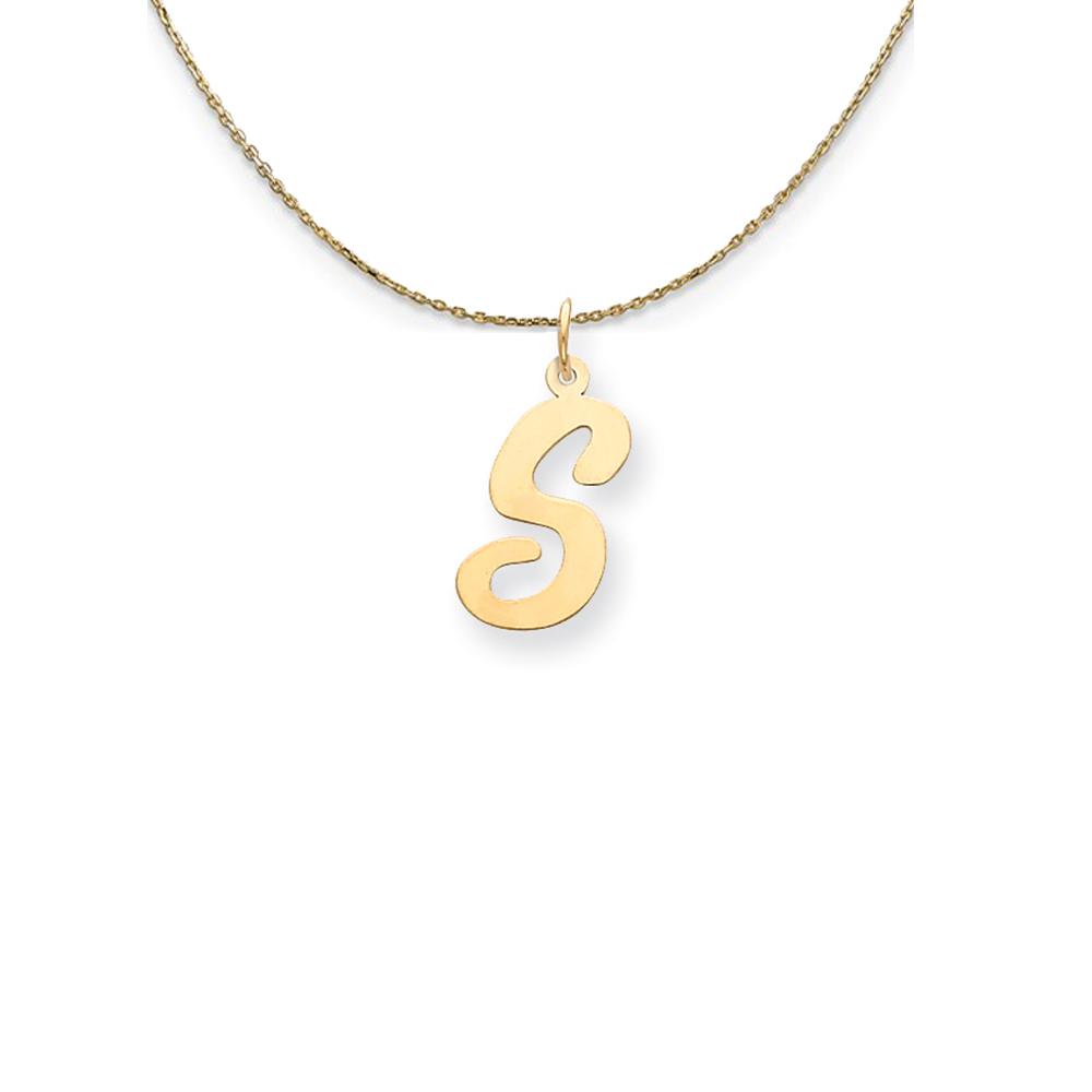 14k Yellow Gold Medium Script Initial Necklace