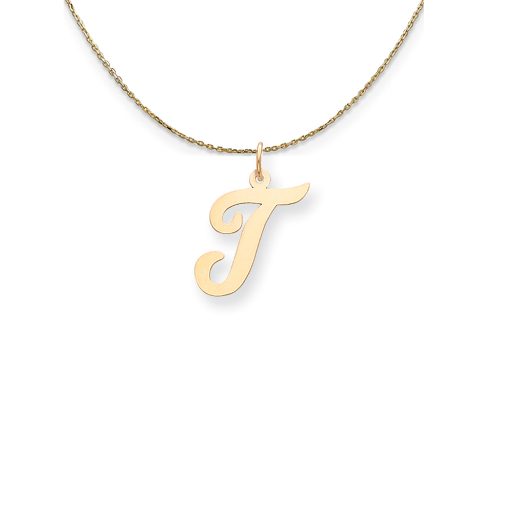 14k Yellow Gold Script Initial T Necklace
