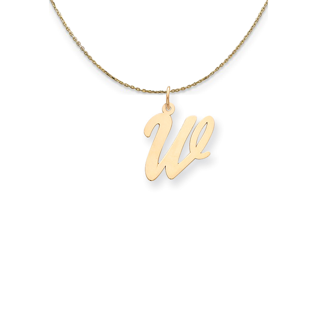 14k Yellow Gold Script Initial W Necklace