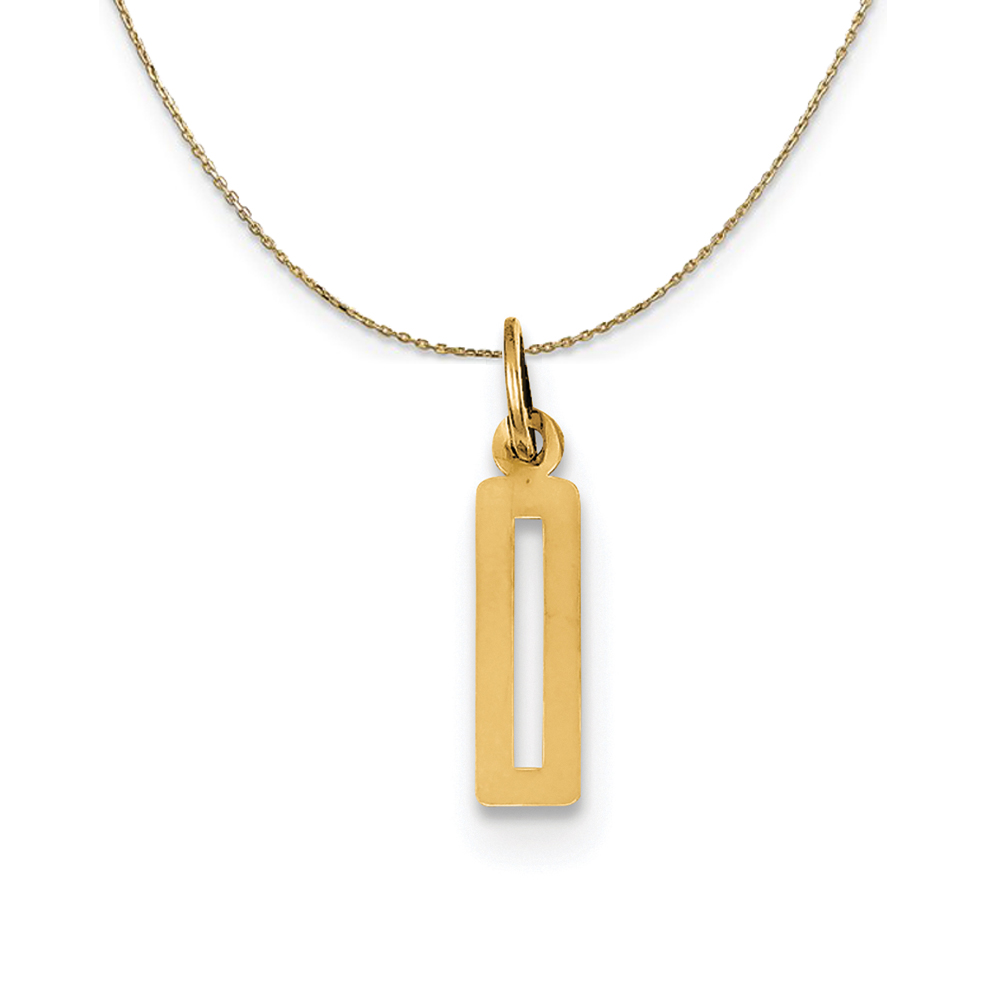 14k Yellow Gold, Alumni Elongated Number 0 Necklace