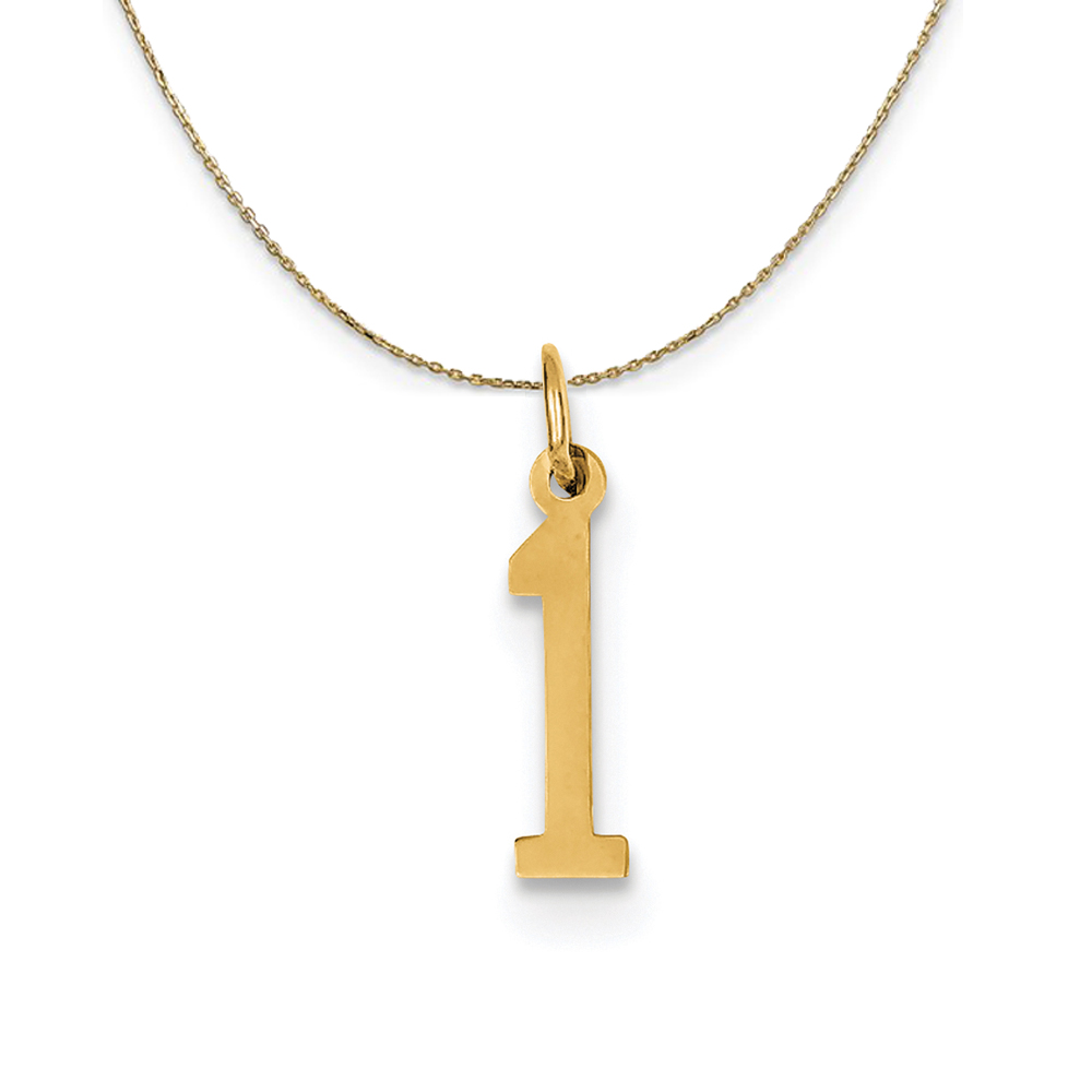 14k Yellow Gold, Alumni Elongated Number 1 Necklace