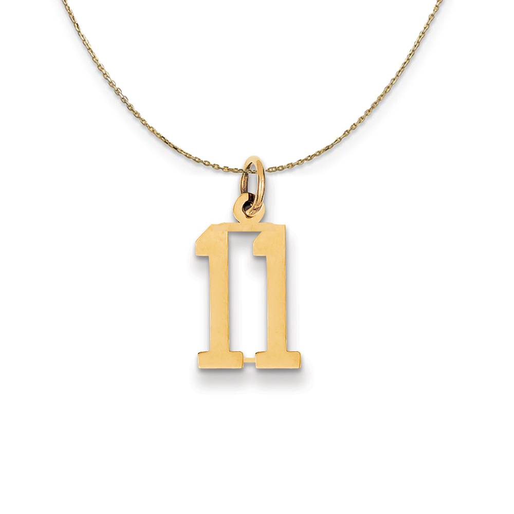 14k Yellow Gold, Alumni Elongated Number 11 Necklace
