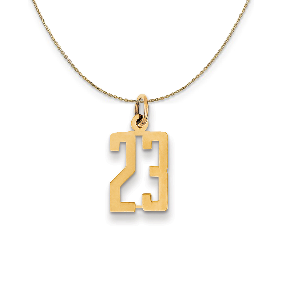 14k Yellow Gold, Alumni Elongated Number 23 Necklace