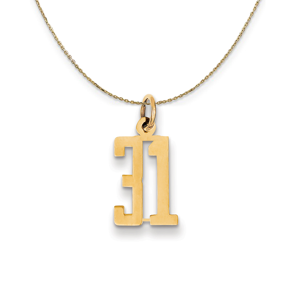 14k Yellow Gold, Alumni Elongated Number 31 Necklace