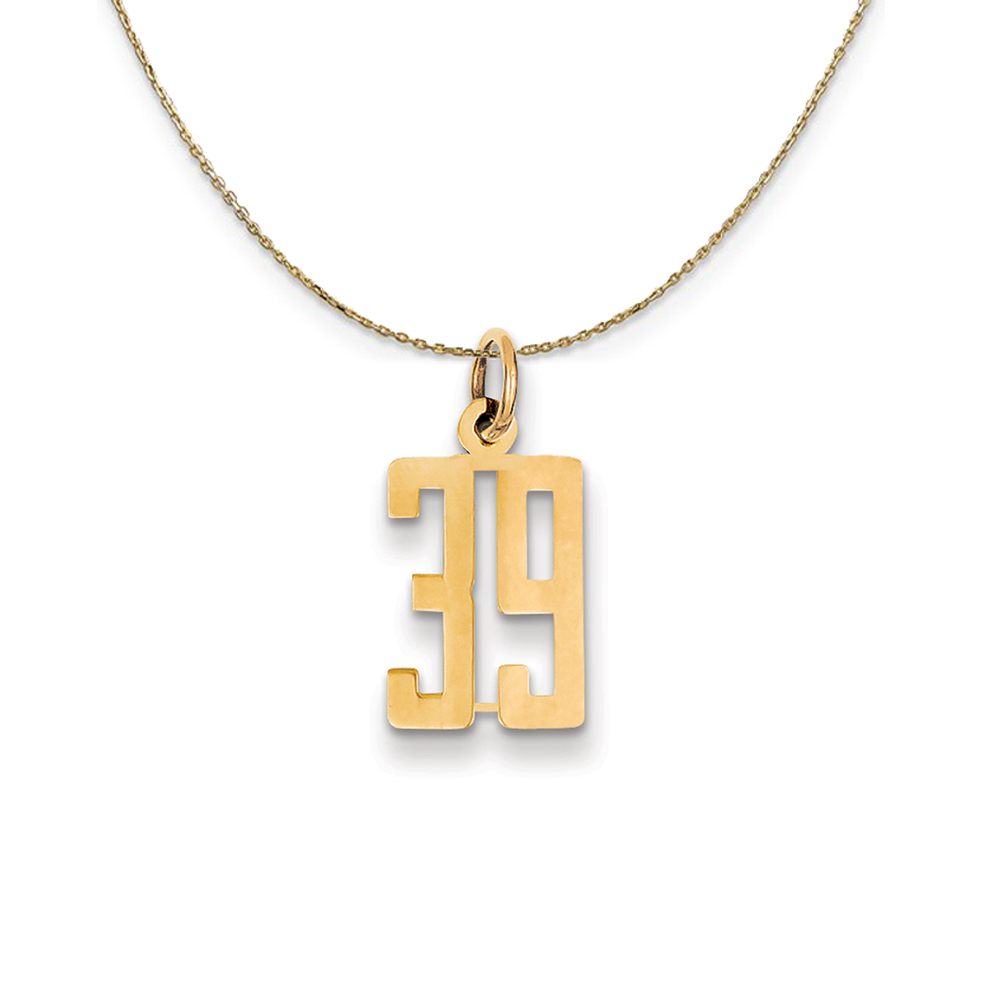 14k Yellow Gold, Alumni Elongated Number 39 Necklace