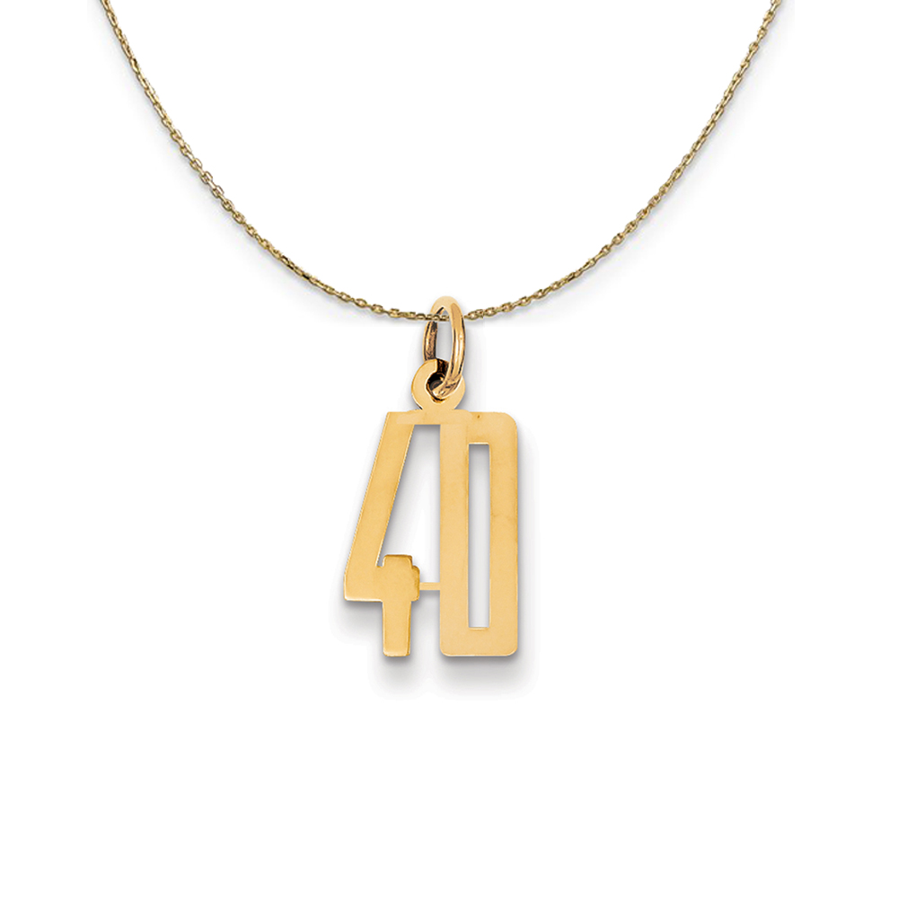 14k Yellow Gold, Alumni Elongated Number 40 Necklace