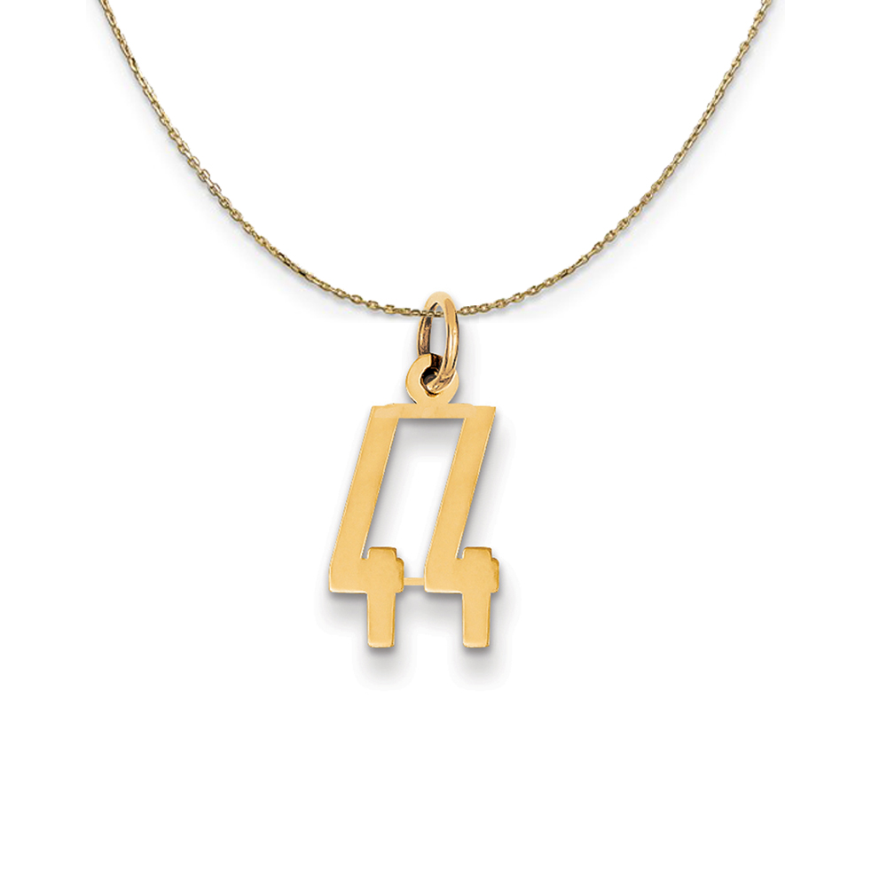14k Yellow Gold, Alumni Elongated Number 44 Necklace