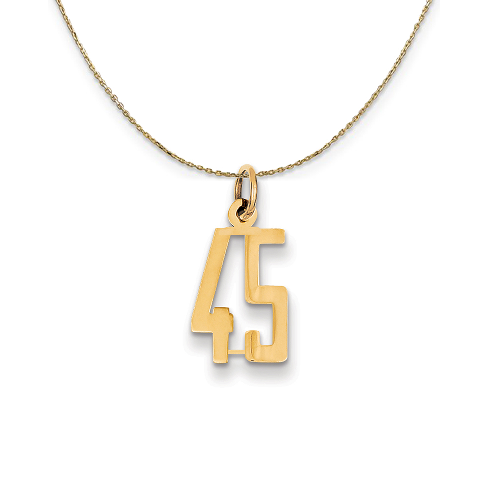 14k Yellow Gold, Alumni Elongated Number 45 Necklace