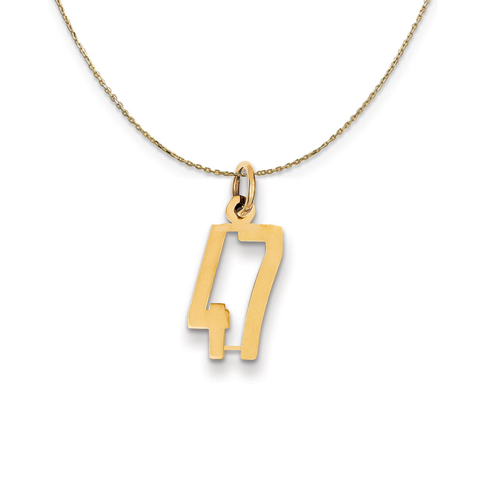 14k Yellow Gold, Alumni Elongated Number 47 Necklace