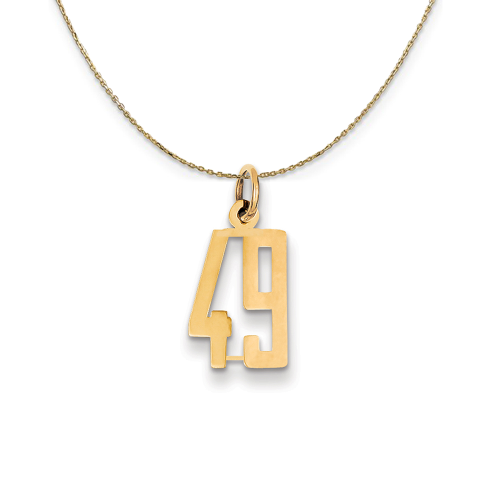 14k Yellow Gold, Alumni Elongated Number 49 Necklace