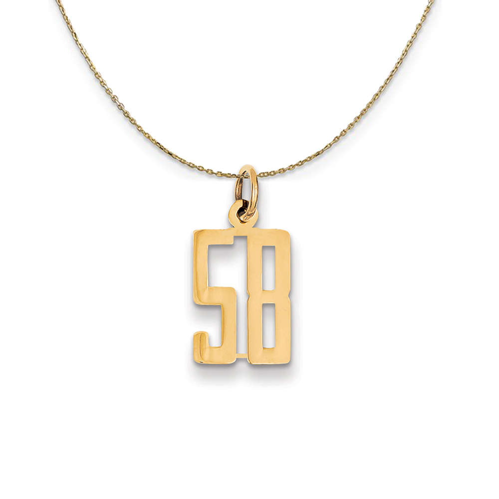 14k Yellow Gold, Alumni Elongated Number 58 Necklace