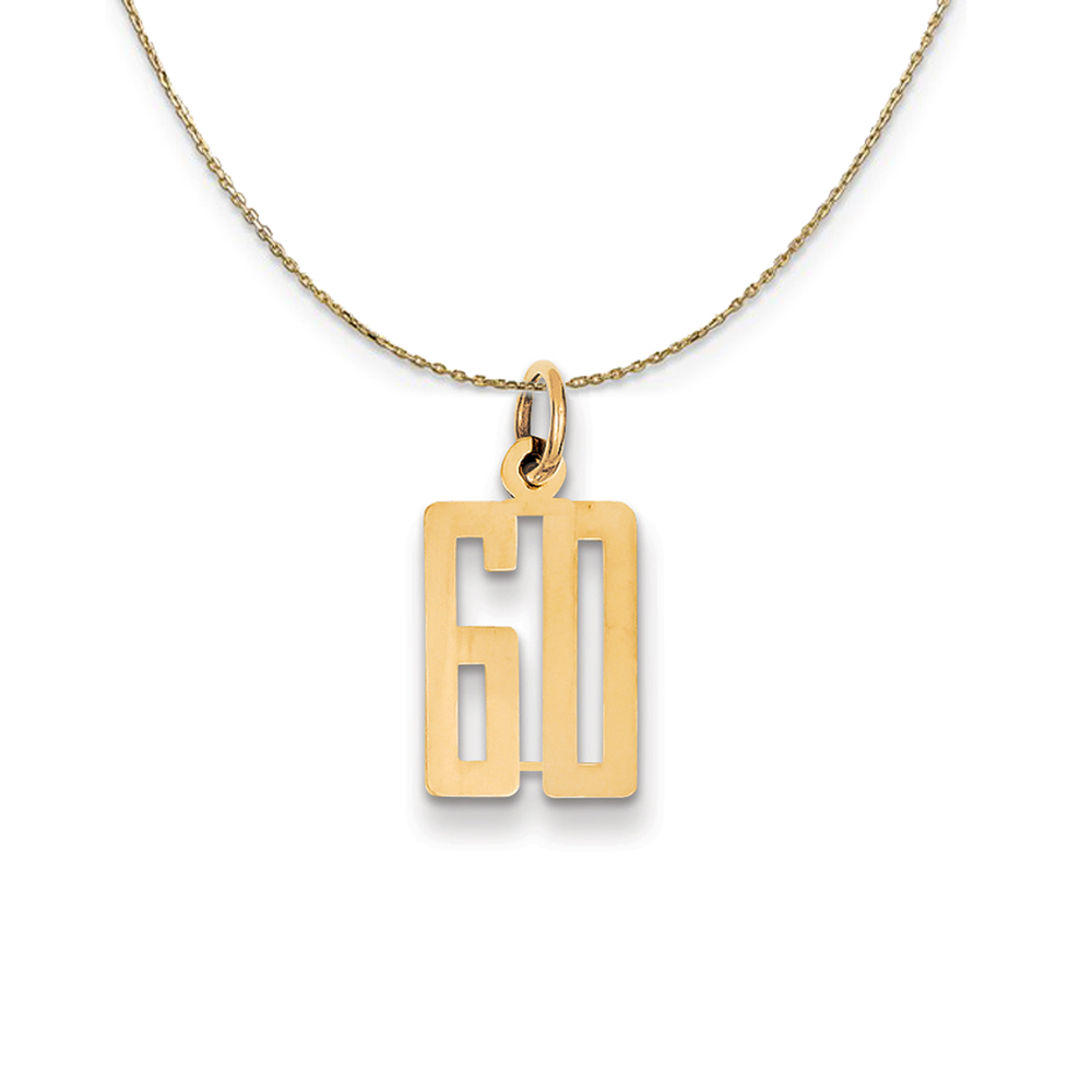 14k Yellow Gold, Alumni Elongated Number 60 Necklace