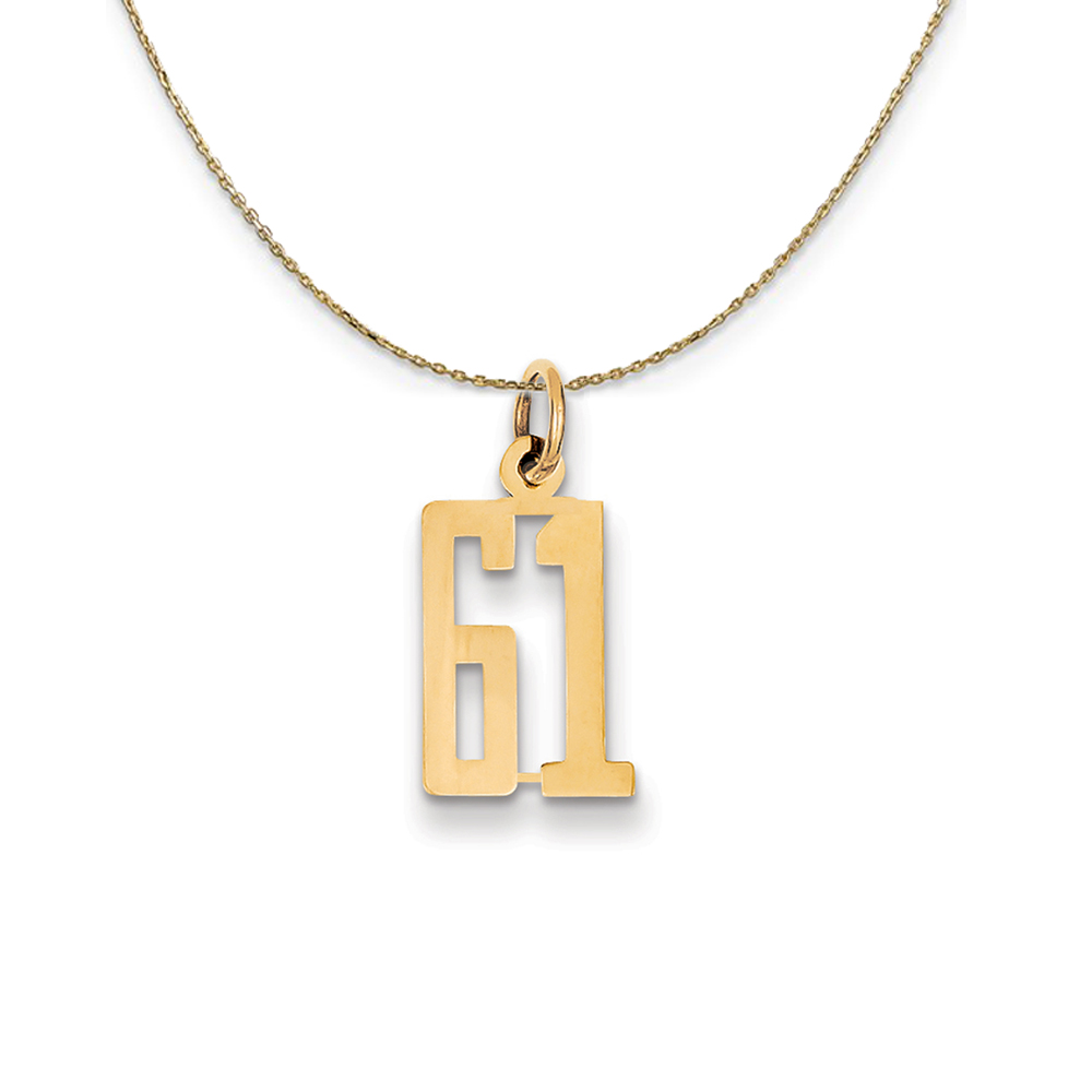 14k Yellow Gold, Alumni Elongated Number 61 Necklace
