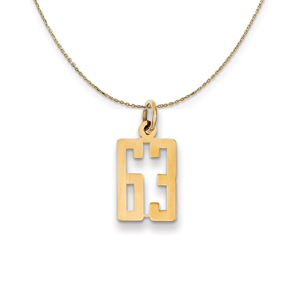 14k Yellow Gold, Alumni Elongated Number 63 Necklace