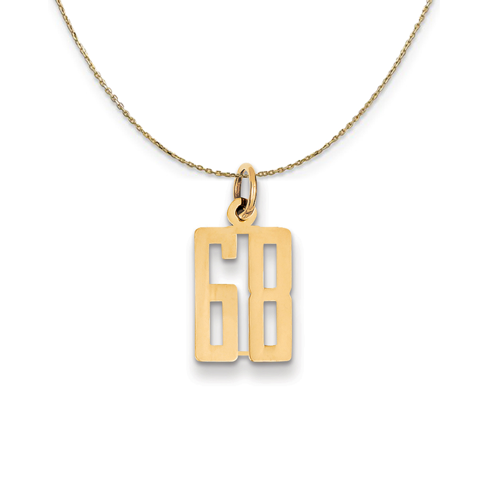 14k Yellow Gold, Alumni Elongated Number 68 Necklace