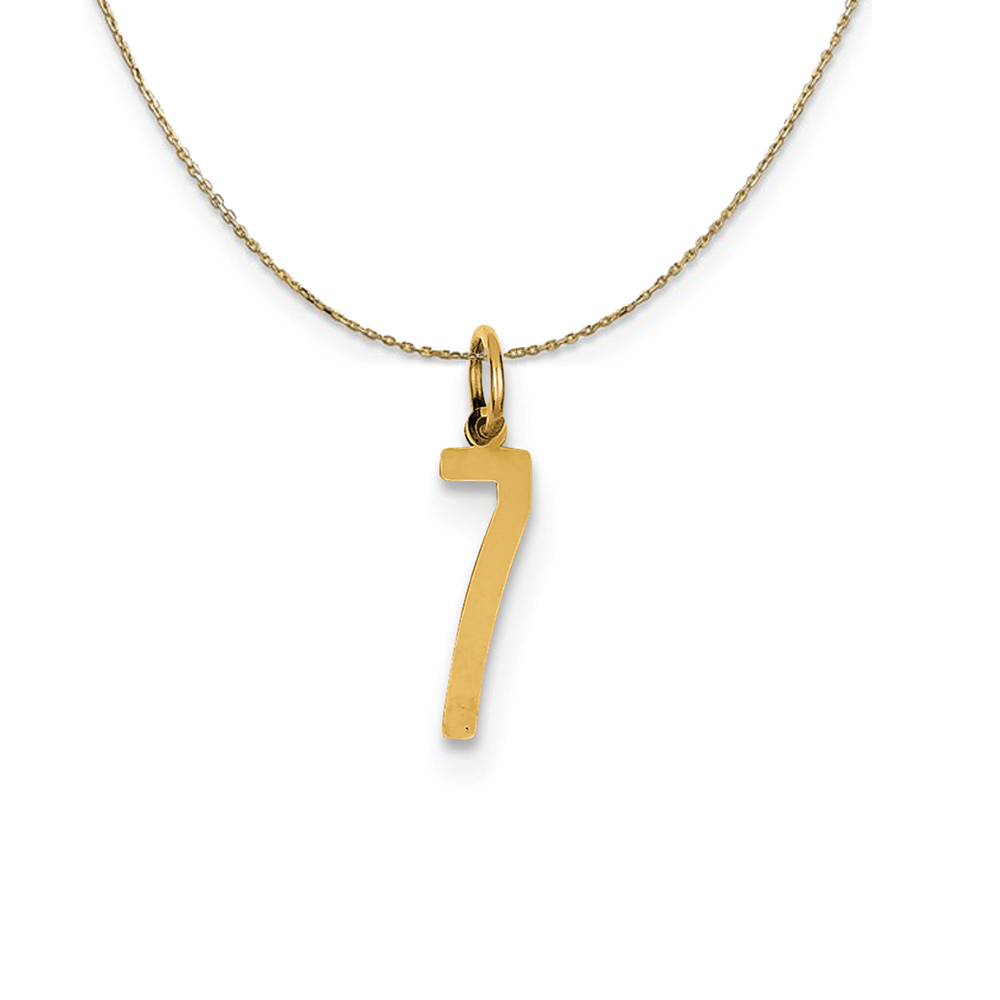 14k Yellow Gold, Alumni Elongated Number 7 Necklace