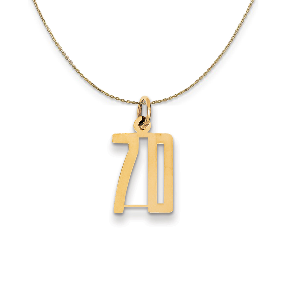 14k Yellow Gold, Alumni Elongated Number 70 Necklace