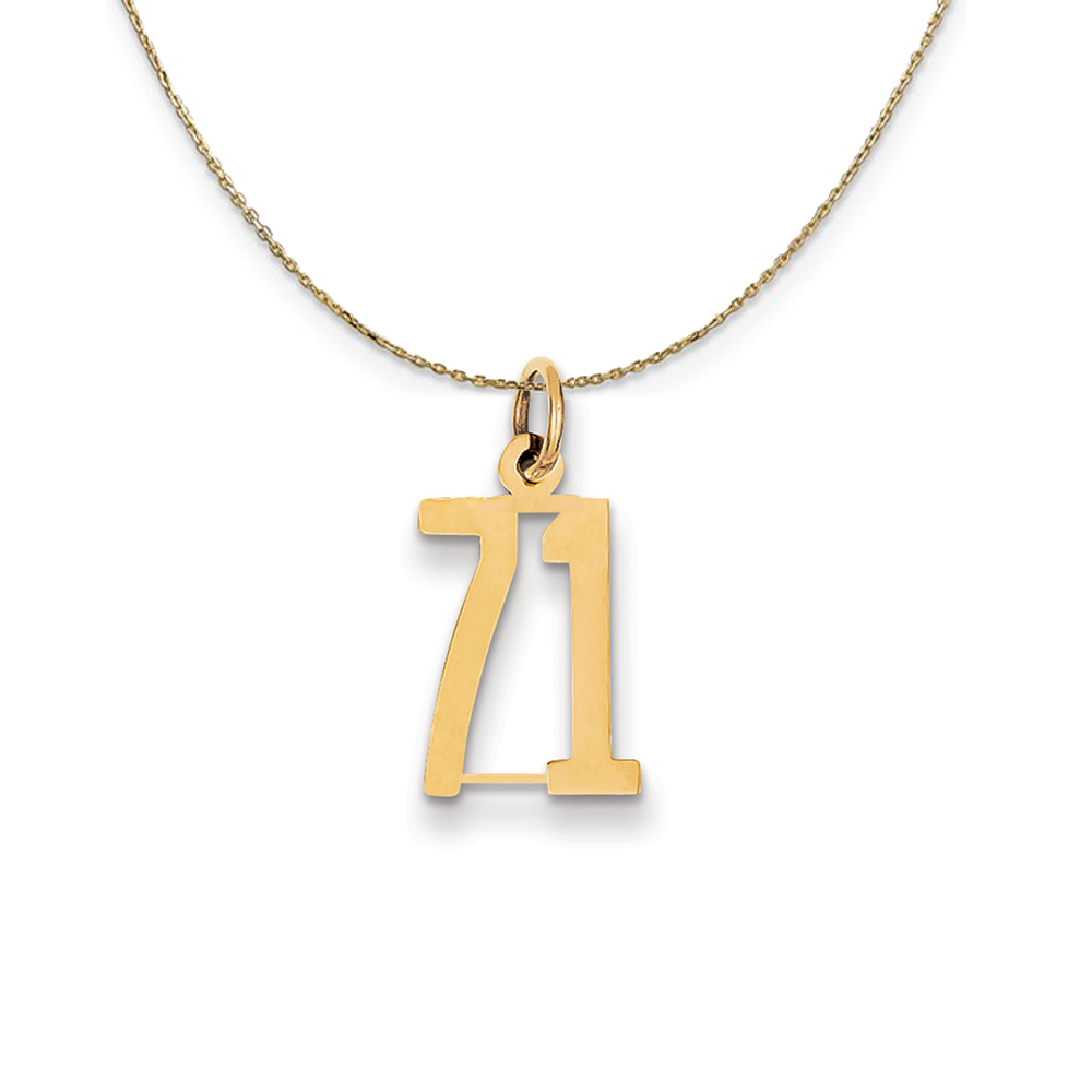 14k Yellow Gold, Alumni Elongated Number 71 Necklace