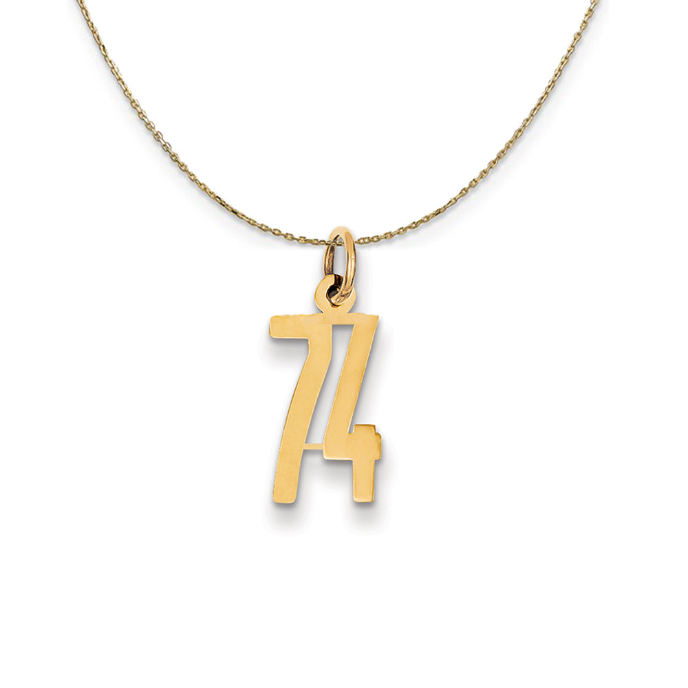 14k Yellow Gold, Alumni Elongated Number 74 Necklace