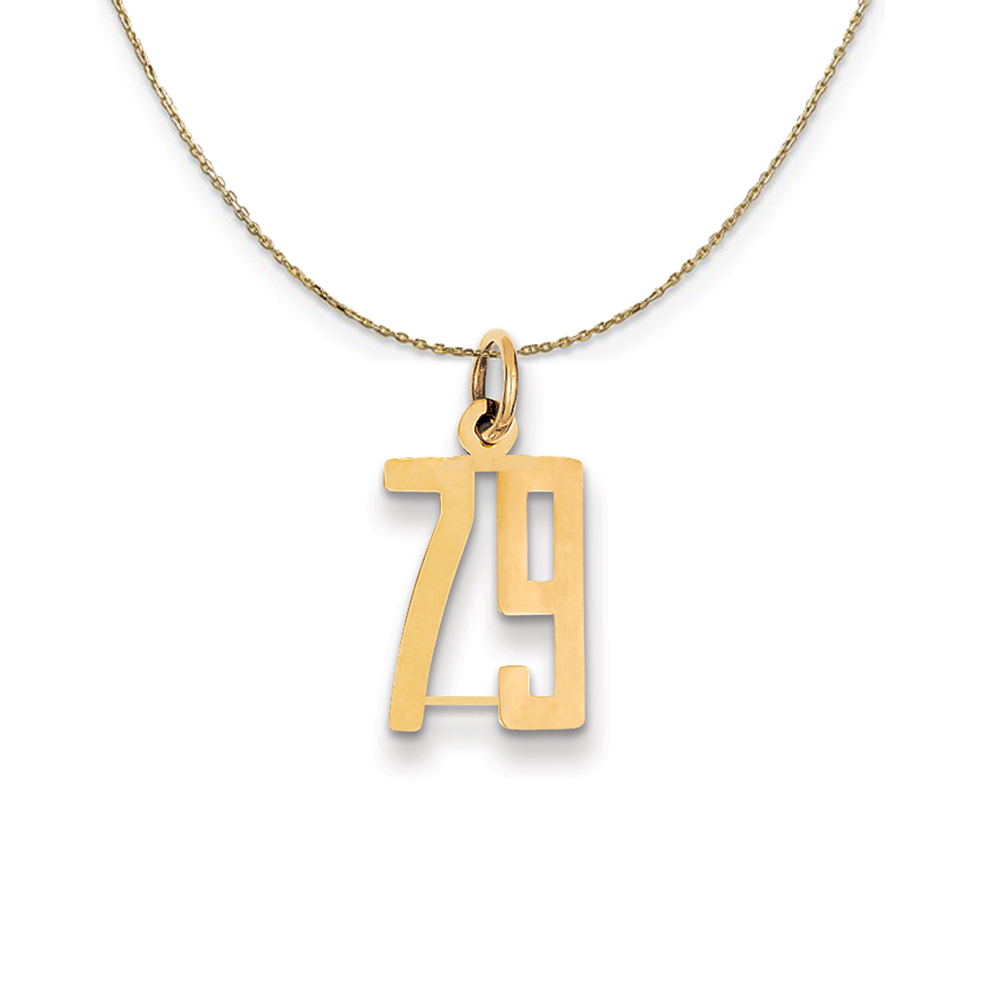 14k Yellow Gold, Alumni Elongated Number 79 Necklace