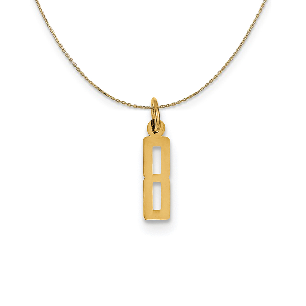 14k Yellow Gold, Alumni Elongated Number 8 Necklace