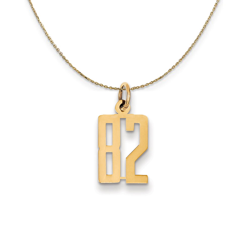 14k Yellow Gold, Alumni Elongated Number 82 Necklace