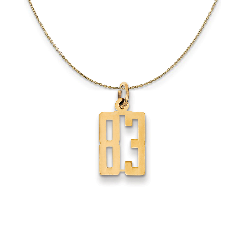 14k Yellow Gold, Alumni Elongated Number 83 Necklace