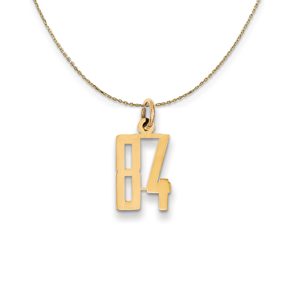 14k Yellow Gold, Alumni Elongated Number 84 Necklace