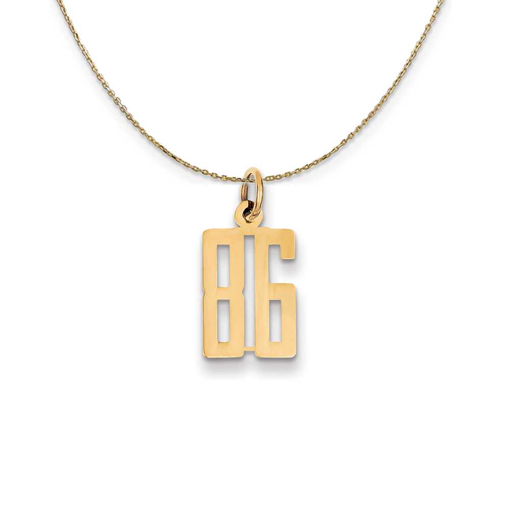 14k Yellow Gold, Alumni Elongated Number 86 Necklace