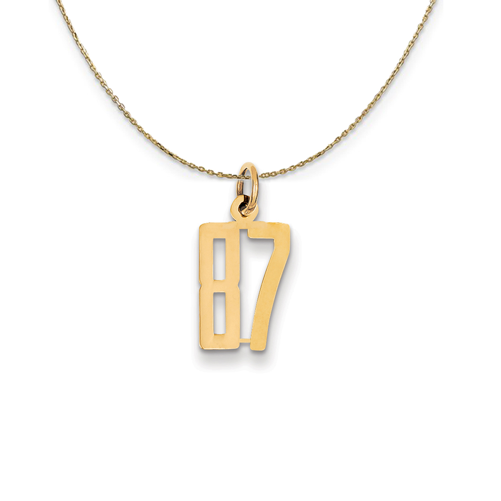 14k Yellow Gold, Alumni Elongated Number 87 Necklace