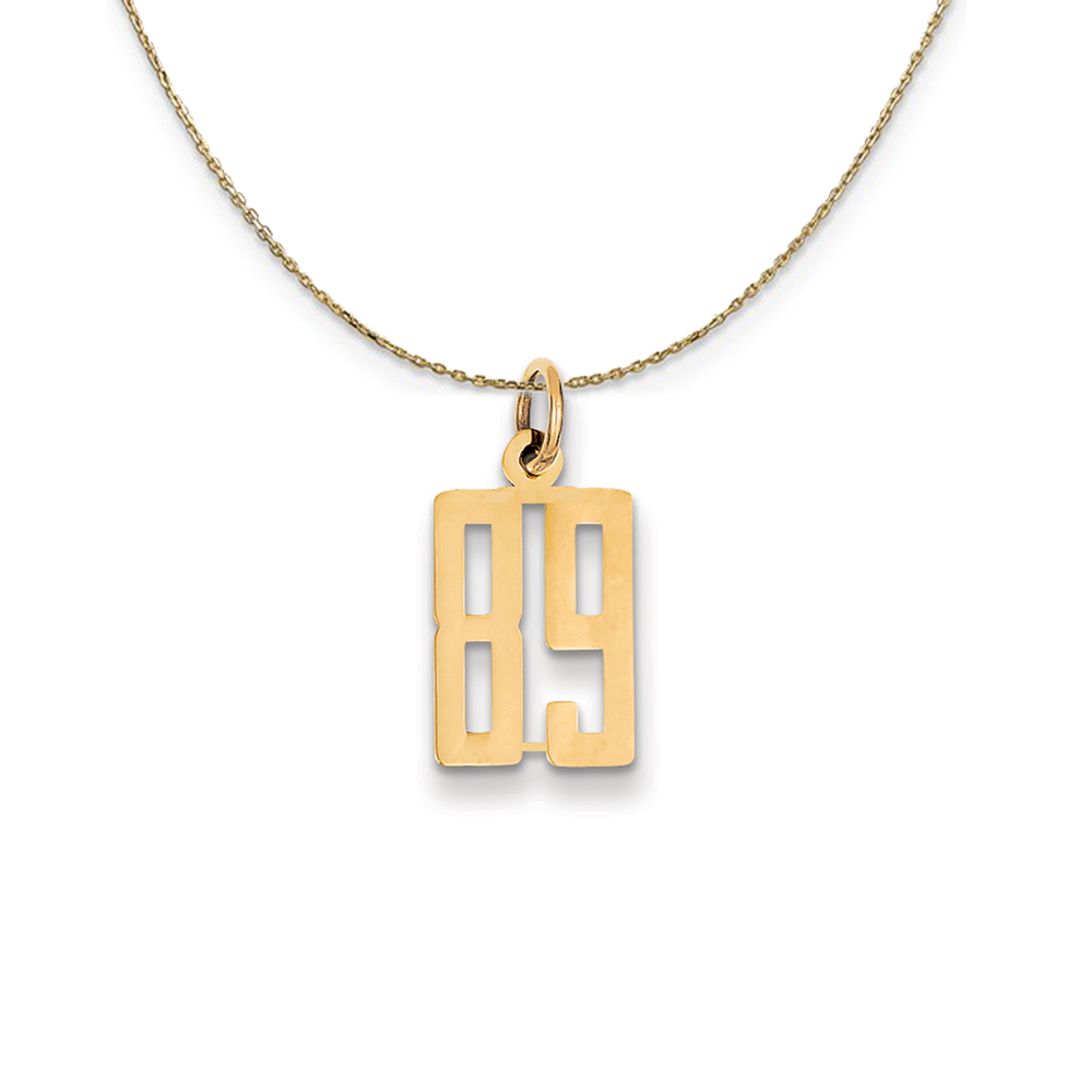 14k Yellow Gold, Alumni Elongated Number 89 Necklace