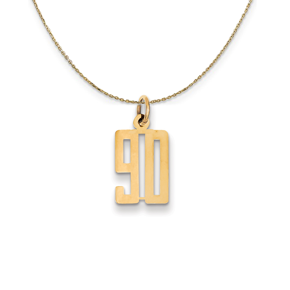 14k Yellow Gold, Alumni Elongated Number 90 Necklace