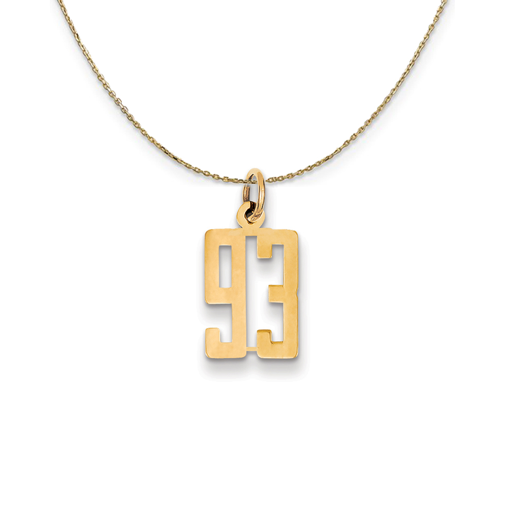 14k Yellow Gold, Alumni Elongated Number 93 Necklace