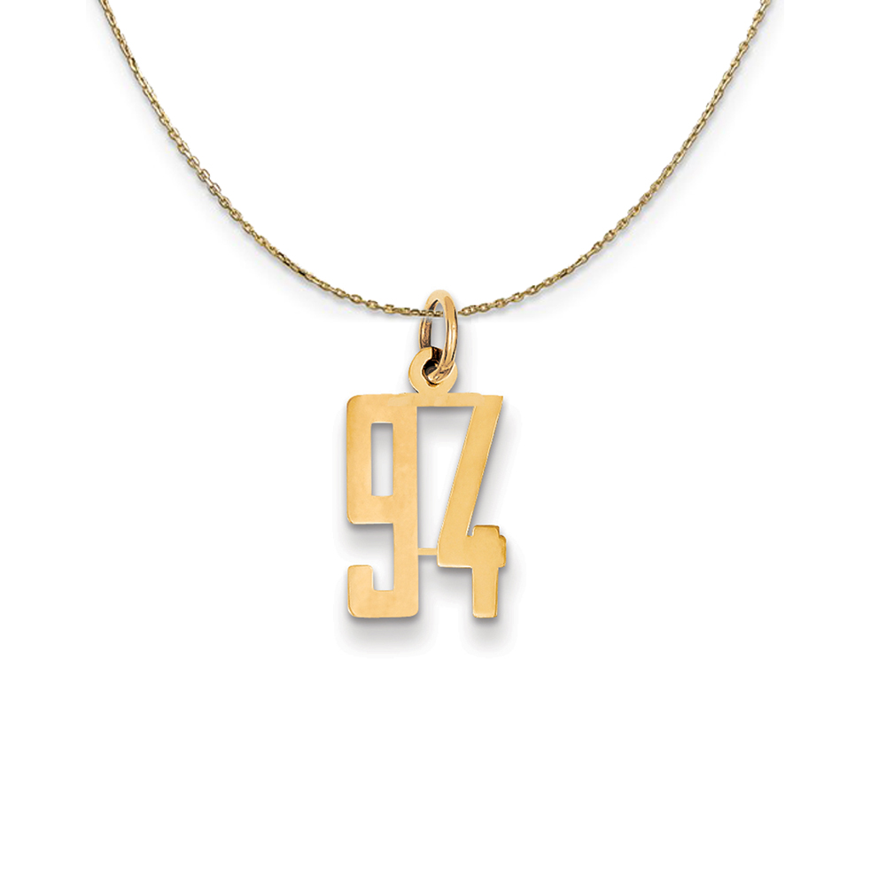 14k Yellow Gold, Alumni Elongated Number 94 Necklace