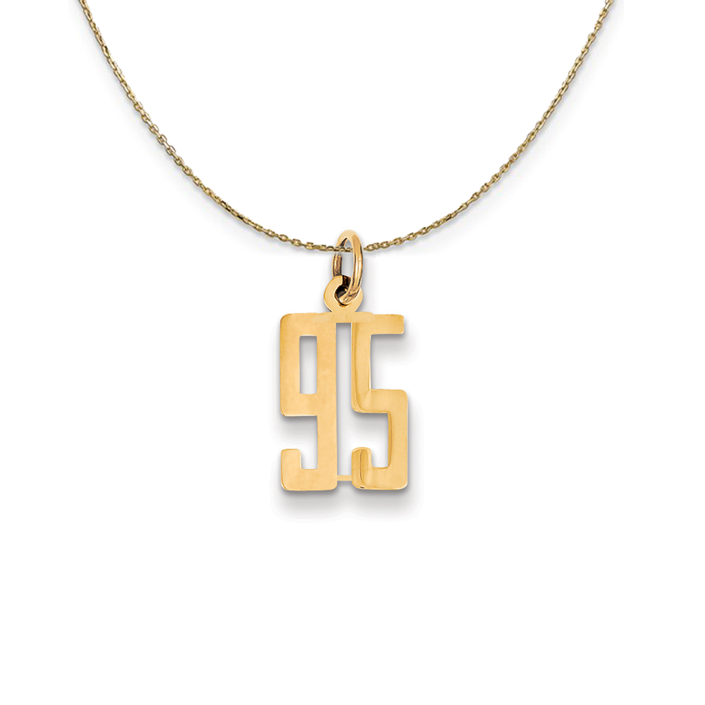 14k Yellow Gold, Alumni Elongated Number 95 Necklace
