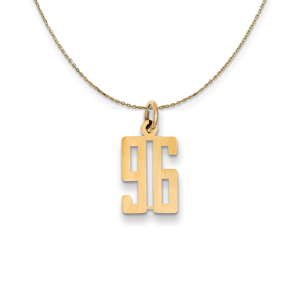 14k Yellow Gold, Alumni Elongated Number 96 Necklace
