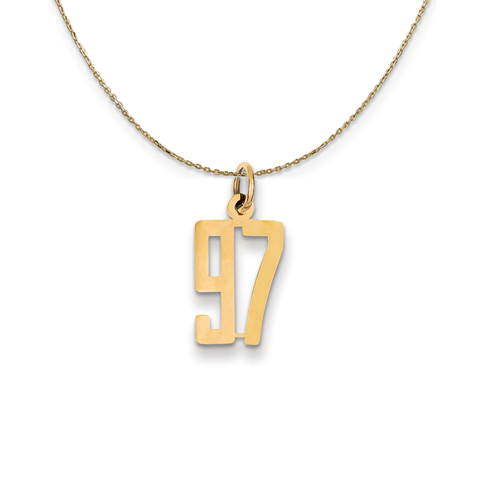 14k Yellow Gold, Alumni Elongated Number 97 Necklace