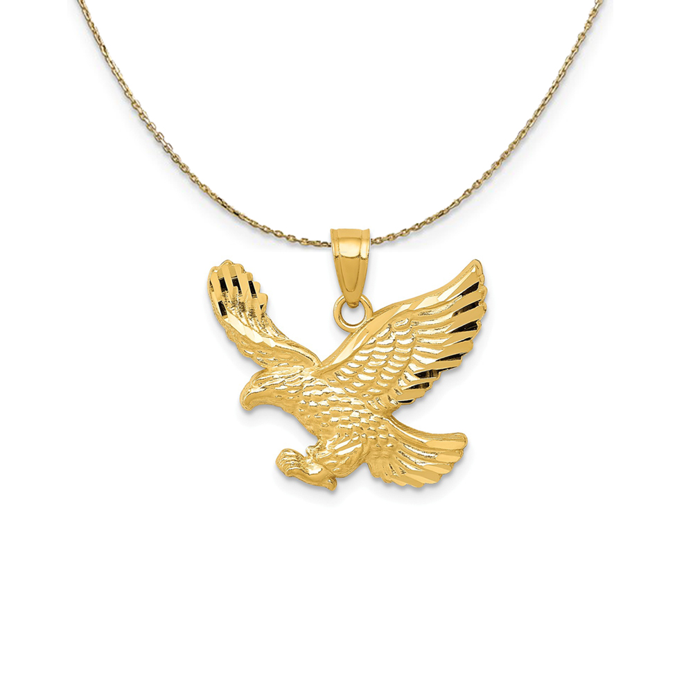14k Yellow Gold Diamond Cut Eagle Necklace