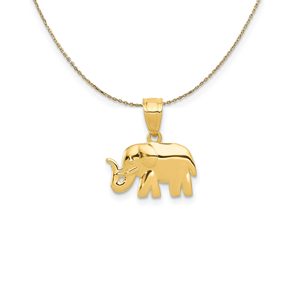 14k Yellow Gold Polished Elephant Necklace