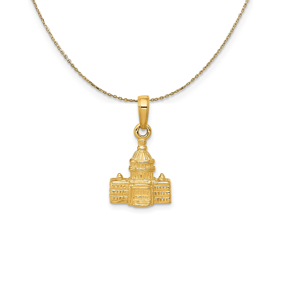 14k Yellow Gold 3D Washington D.C. Capital Building Necklace