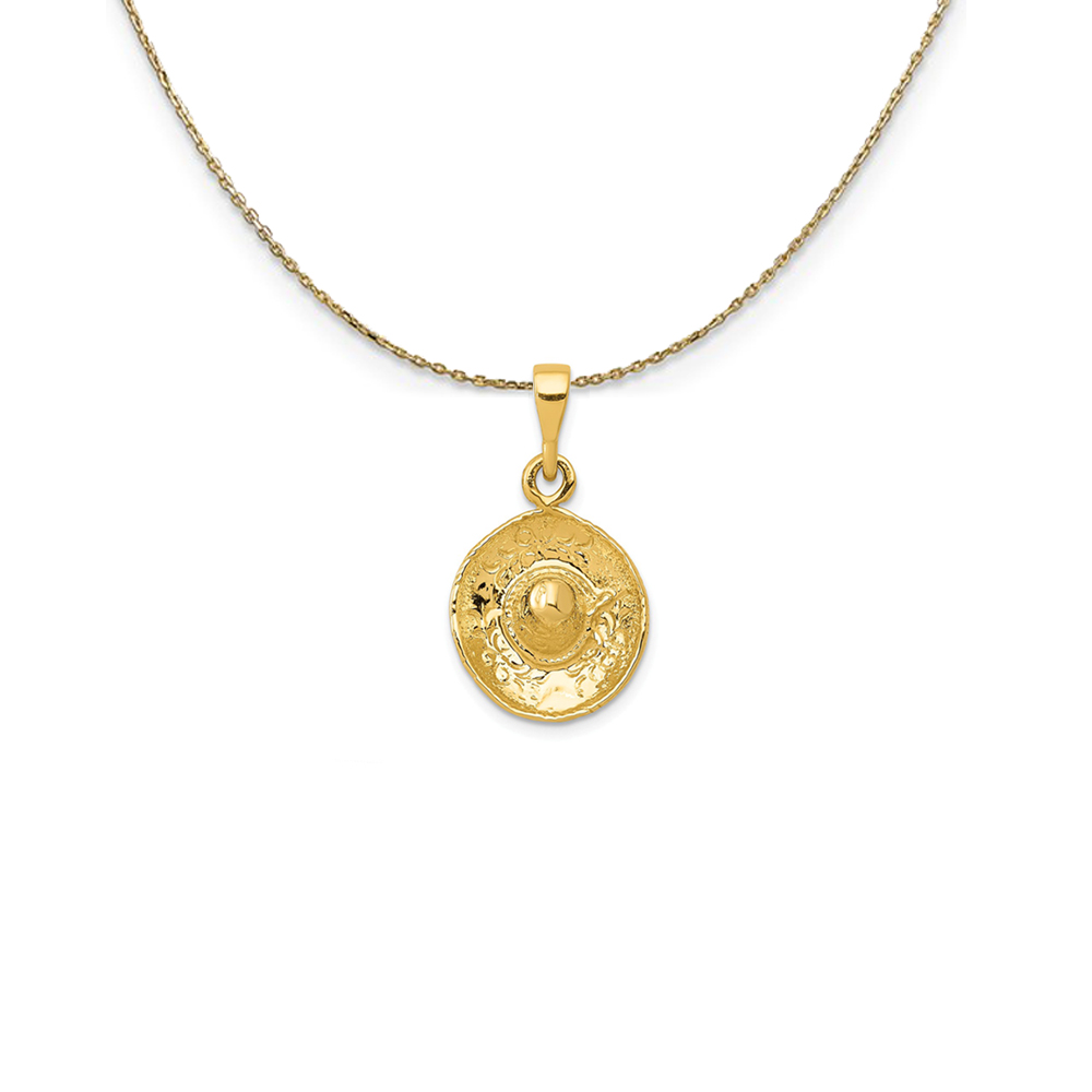 14k Yellow Gold 3D Sombrero (14mm) Necklace