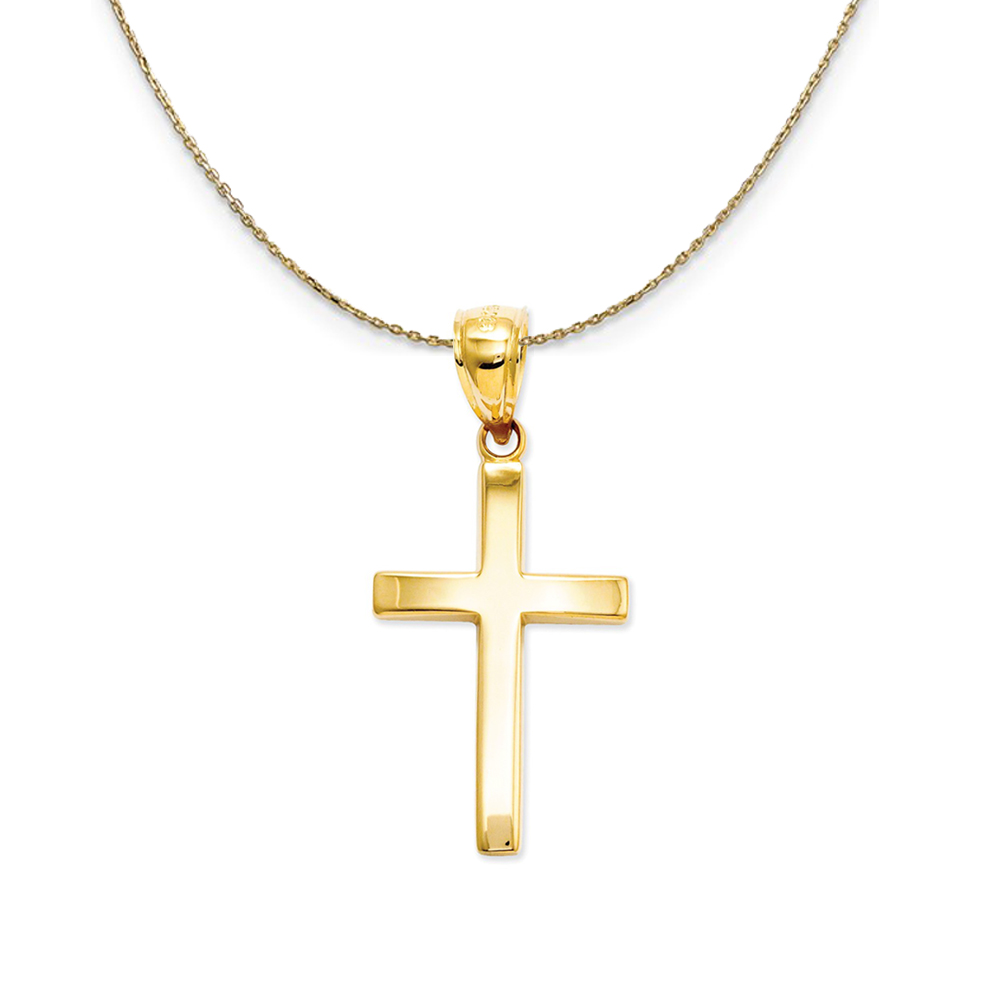 14k Yellow Gold, Polished, Latin Cross Necklace