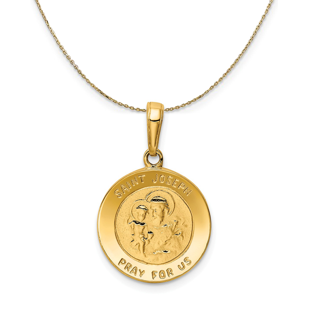 14k Yellow Gold Saint Joseph Medal (16mm) Necklace