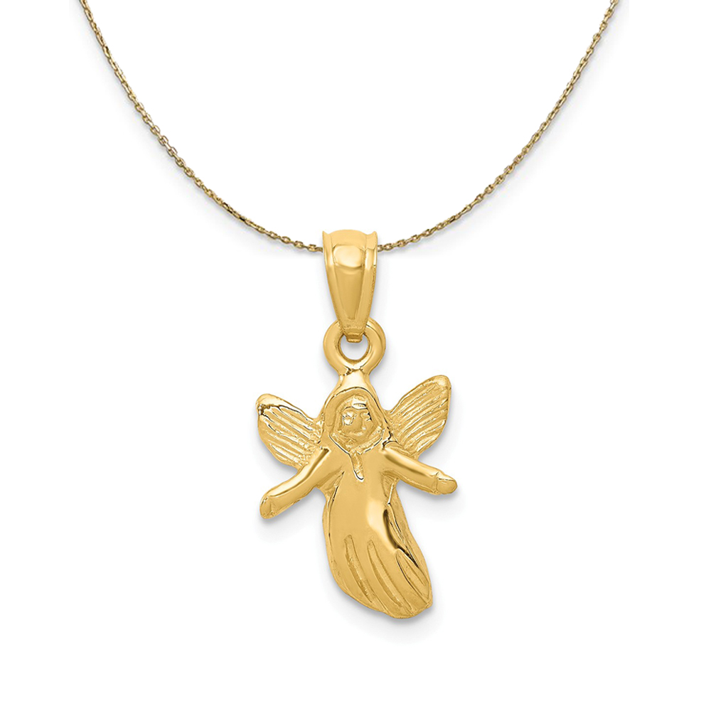 14k Yellow Gold Polished 2D Angel Necklace