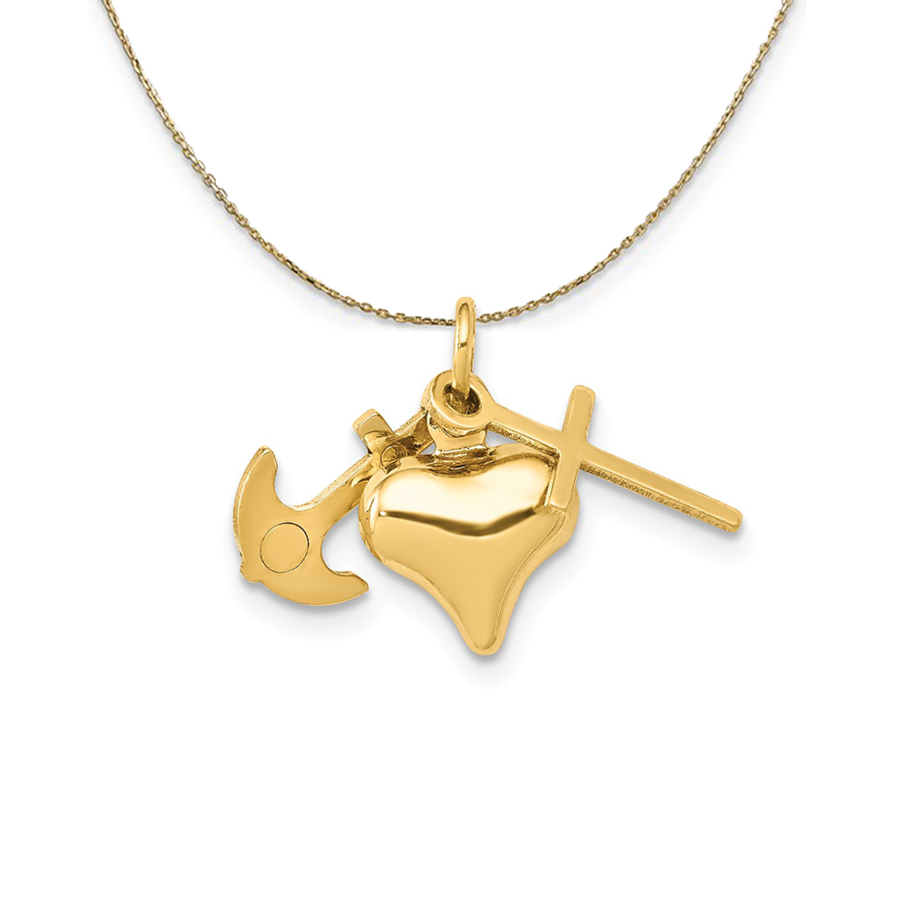 14k Yellow Gold, Faith, Hope and Charity Necklace