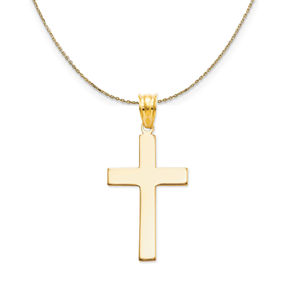 14k Yellow Gold, Satin Cross (14 x 28mm) Necklace
